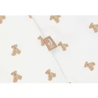 Jollein Mini Teddy Bear 100x140 cm pamut ágyneműhuzat szett kispárnával kiságyra terítve
