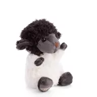 Bukowski Baby Lefty 15 cm-es fekete plüss bárányka fehér göndör testtel szemből