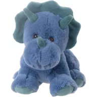 Bukowski Tricy plüss dínó - 25 cm-es kék triceratops szemből nézve