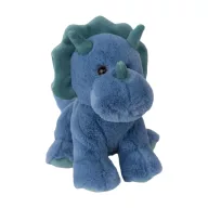 Bukowski Tricy plüss dínó - 25 cm-es kék triceratops szemből nézve
