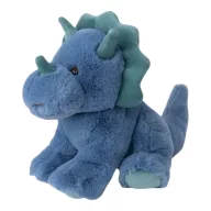Bukowski Tricy plüss dínó - 25 cm-es kék triceratops szemből nézve