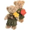 Bukowski Romantic Teddy 25 cm-es plüssmaci zöld kordbársony nadrágban, sárga plüss virággal