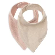 Jollein nyálkendő csomag Silk Rose és Sand frottír kendőkkel elölről fotózva