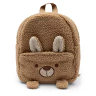 Jollein Bunny Luz barna puha bouclé nyuszis hátizsák elölről fotózva
