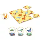 Négy különböző állatos puzzle feladvány teknős, madár, pillangó és róka mintával