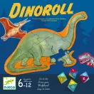 Djeco Dinoroll társasjáték dobozának közeli képe a dinoszaurusz illusztrációkkal