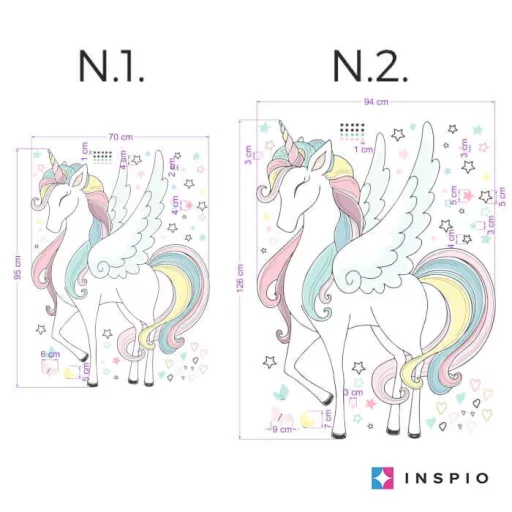 Inspi Unikornisos öntapadós tapéta - Szivárványos textil falmatrica N.1.