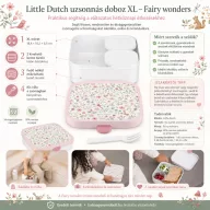 Little Dutch XL uzsonnás doboz Fairy wonders mintás fedéllel, nyitott belső bento rekeszekkel és műanyag villával
