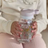 Little Dutch szívószálas kulacs 450 ml Fairy wonders erdei mintával és rózsaszín kupakkal