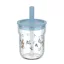 Little Dutch gyerek pohár szívószállal 250 ml Forest Friends erdei mintával és kék fedéllel