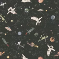 Makaszka Stardust vízlepergető babakocsi táska űrhajós mintával és zöld rögzítőpántokkal