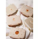 Mrs Ertha Soft Squares osztott uzsonnás doboz bézs kockás mintával és jégkrémes grafikával