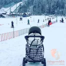 Makaszka Funky monkey L-es méretű szürke majommintás ökológiai bőr pelenkázó táska fekete pántokkal