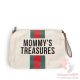 Mommy Clutch - canvas off white stripes green/red