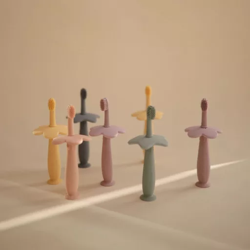 Mushie gyerek fogkefe - púderrózsaszín