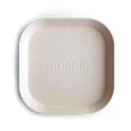 Mushie négyzetes lapostányér - krémfehér