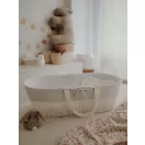 AhojBaby organikus pamut szürke betét fonott mózeskosárban oldalnézetből