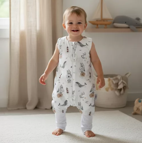 Happy tipegő hálózsák - Tengerész nyuszi 98-as vékony