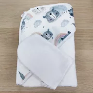   Happy kapucnis törölköző fürdőkesztyűvel - Lányok világa