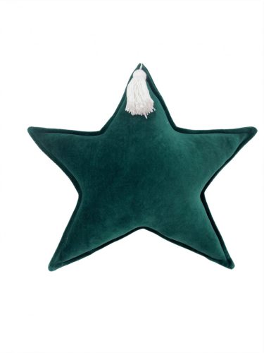 Elegance csillag díszpárna - Fenyőzöld hímzett névvel