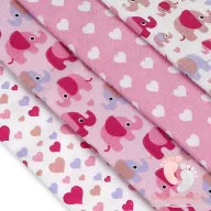  Soft mintás textil pelenka válogatás 4 db-os - Rózsaszín elefántos szíves