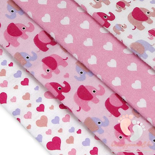 Soft mintás textil pelenka válogatás 4 db-os - Rózsaszín elefántos szíves