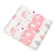   Soft mintás textil pelenka válogatás 4 db-os - Rózsaszín felhős