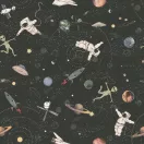 Makaszka Stardust űrmintás textil részletes grafikája bolygókkal, rakétákkal és műholdakkal