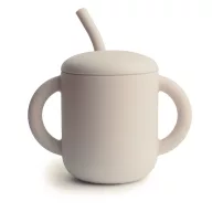 Mushie szilikon szívószálas itatópohár - Homok