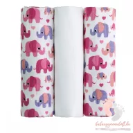   Soft mintás bambusz pelenka válogatás 3 db-os - Rózsaszín elefántos
