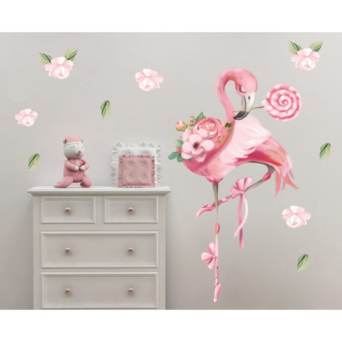 Falmatrica - Flamingó nyalókával és virágokkal