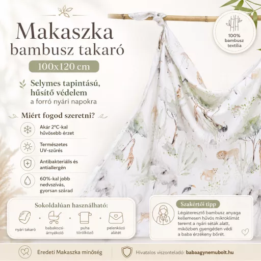 Makaszka bambusz takaró 100x120 cm - Ágak szárnyán