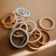   Mushie gyöngy rágóka - len-bazsarózsa-halvány rózsaszín