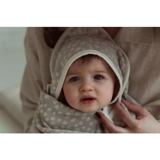 My Memi bambusz kapucnis törölköző - Beige boho dots