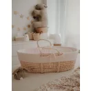 AhojBaby rózsaszín pamut betét fonott mózeskosárhoz szalagos rögzítéssel