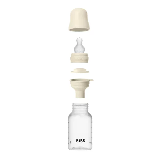 BIBS cumisüveg szett szilikon cumifejjel - Krémfehér (150ml)