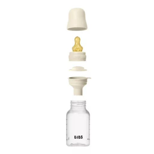 BIBS cumisüveg szett natúr kaucsuk cumifejjel - Krémfehér (150ml)