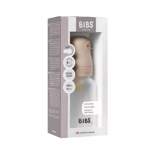 BIBS cumisüveg szett natúr kaucsuk cumifejjel - Púderrózsaszín (150ml)