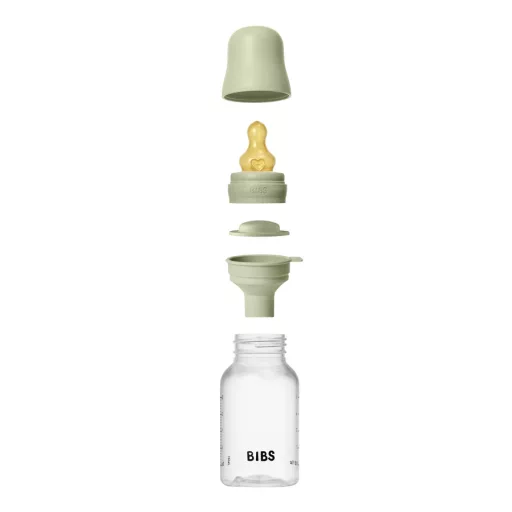 BIBS cumisüveg szett natúr kaucsuk cumifejjel - Zsálya (150ml)