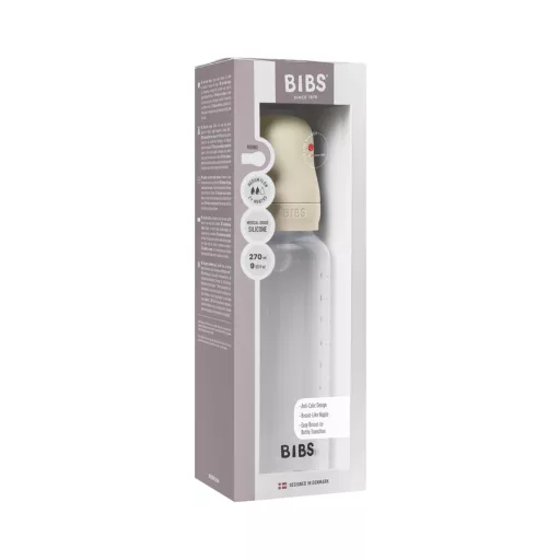 BIBS cumisüveg szett szilikon cumifejjel - Krémfehér (270ml)