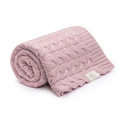 My Memi merinói gyapjú kötött takaró premium - Rózsaszín