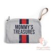 Mommy Clutch - canvas grey stripes red/blue