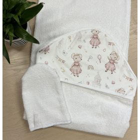   Happy kapucnis törölköző fürdőkesztyűvel - CinCin hercegnő