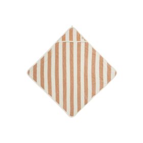 Minimal kapucnis törölközo 75x75 cm - keksz-Csíkos GOTS
