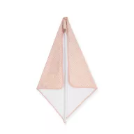 Jollein kapucnis törölköző 75x75 cm méretben, Pale pink sneak mintás kapucnival, fehér pamut belsővel felakasztva