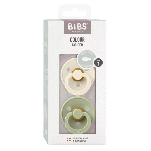 BIBS Colour 2-es szett 1-es méret - szimmetrikus cumifej - Krémfehér és Zsálya