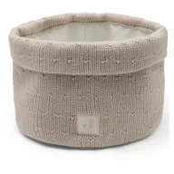 Jollein Sprinkle Knit kerek kötött pelenkatároló kosár Sand színben fehér háttér előtt