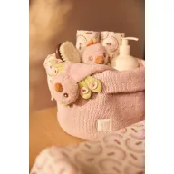Jollein Sprinkle Knit kötött pelenkatároló kosár Silk Rose színben fehér belső béléssel