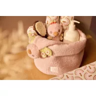 Jollein Sprinkle Knit kötött pelenkatároló kosár Silk Rose színben fehér belső béléssel