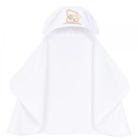 Prémium nyuszifüles kapucnis fürdőlepedő 0-48 hó - Fehér 